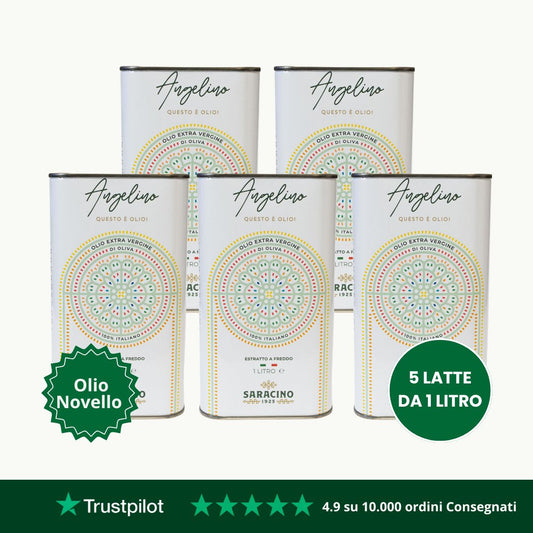 Olio Extravergine di Oliva Italiano- 5 Latte da 1 Litro